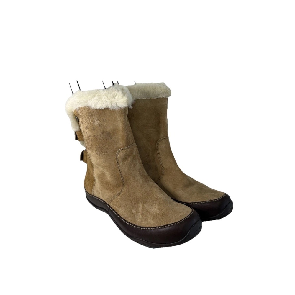 The North Face Leather Winter Snow Boots Sherpa Women's Size 9 No Box - Picture 3 of 8